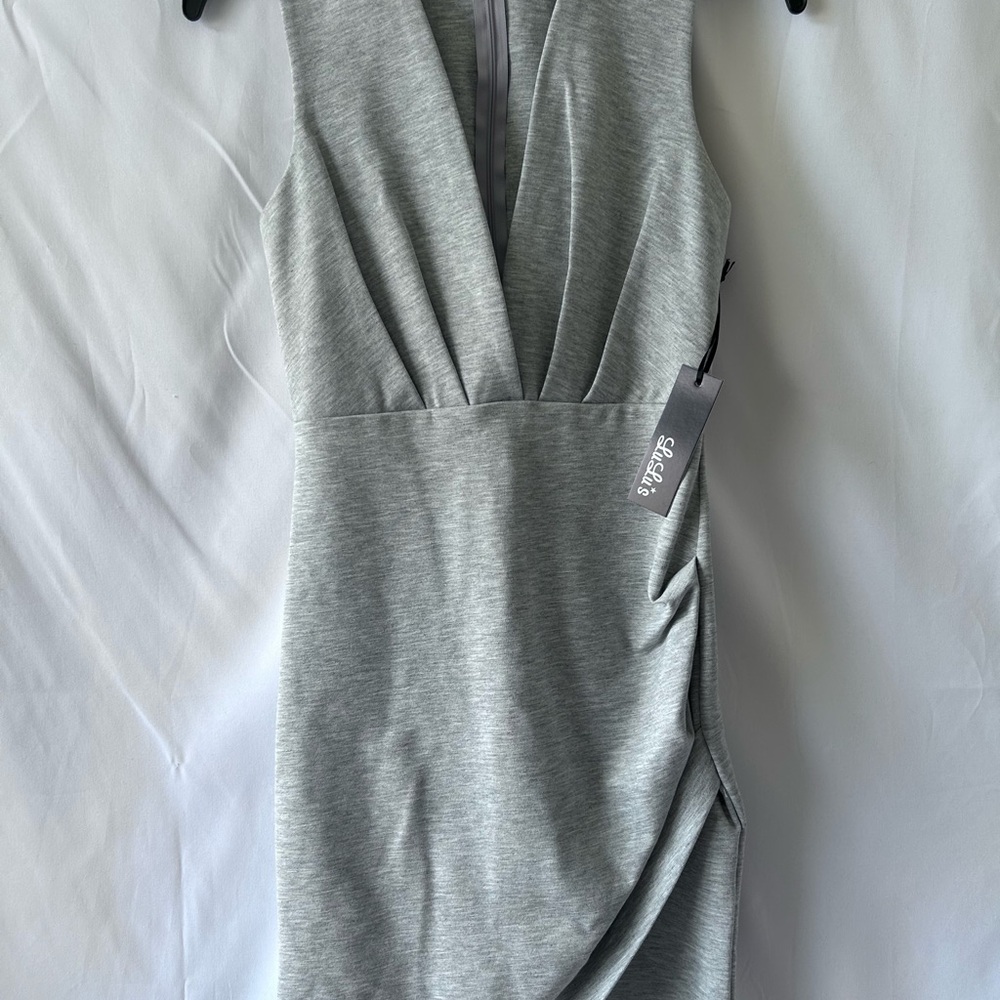 Lulu's Elegant Silver Asymmetrical Dress